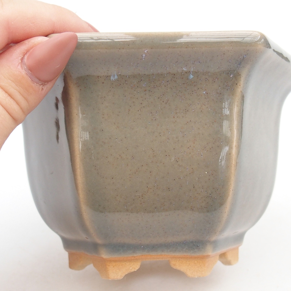 Cuenco bonsái de cerámica 13 x 11,5 x 8 cm, gris