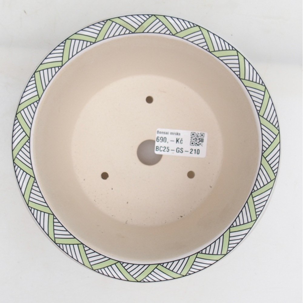 Cuenco bonsái de cerámica 17 x 17 x 9 cm, color verde-blanco
