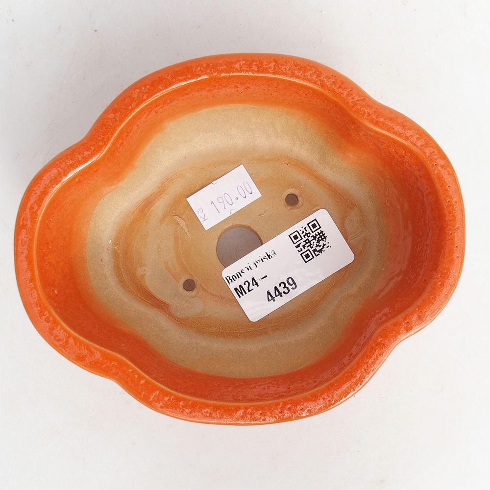 Cuenco bonsái de cerámica 13 x 10,5 x 5,5 cm, naranja