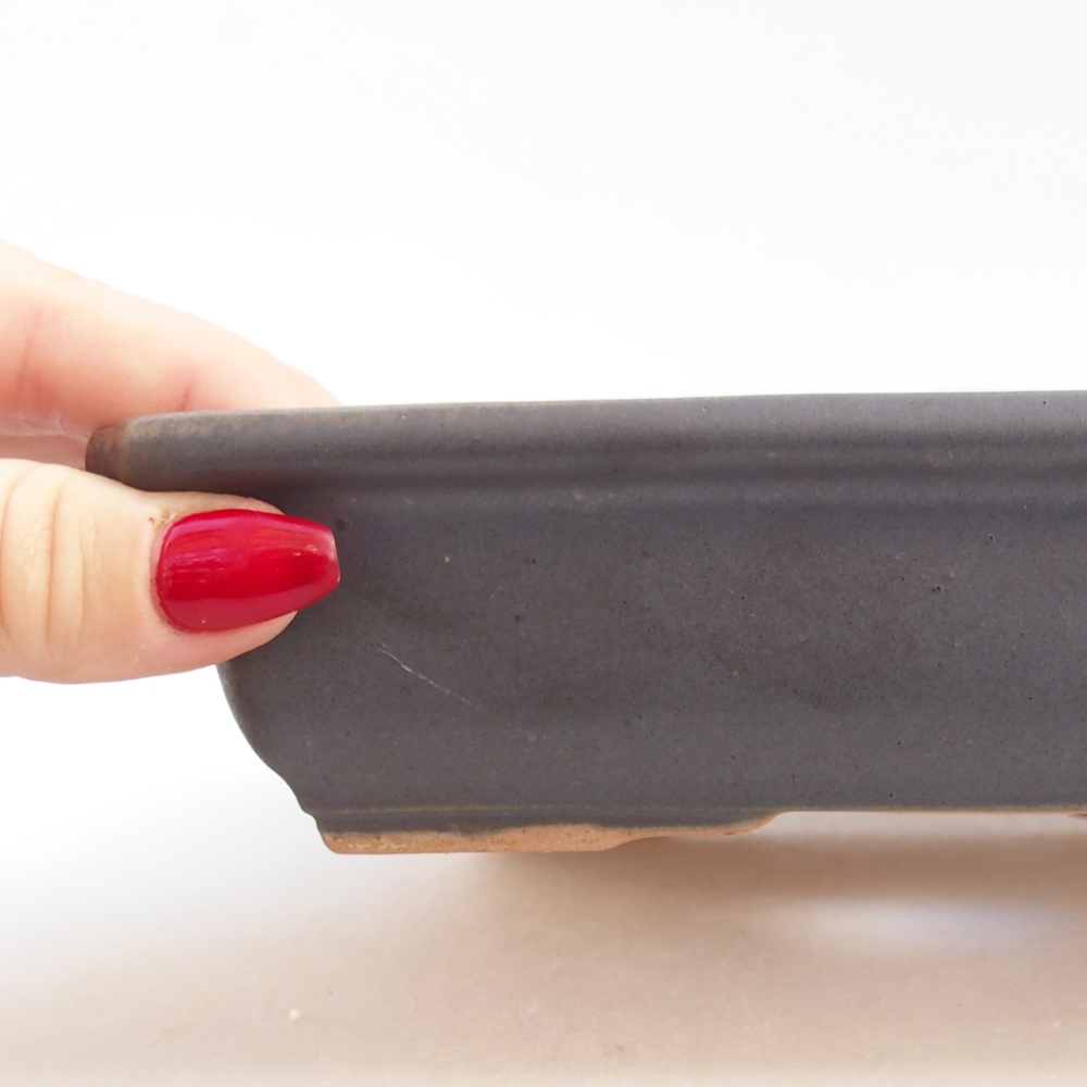 Cuenco bonsái de cerámica 18 x 13,5 x 4 cm, color metálico