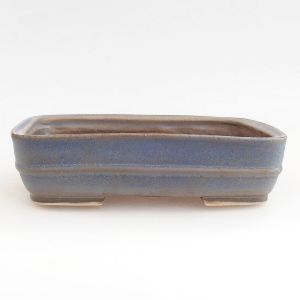 Cuenco bonsai de cerámica 21,5 x 17,5 x 5,5 cm, color azul