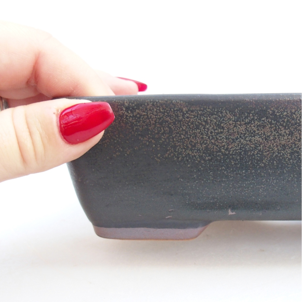 Cuenco bonsái de cerámica 18,5 x 13,5 x 3,5 cm, gris