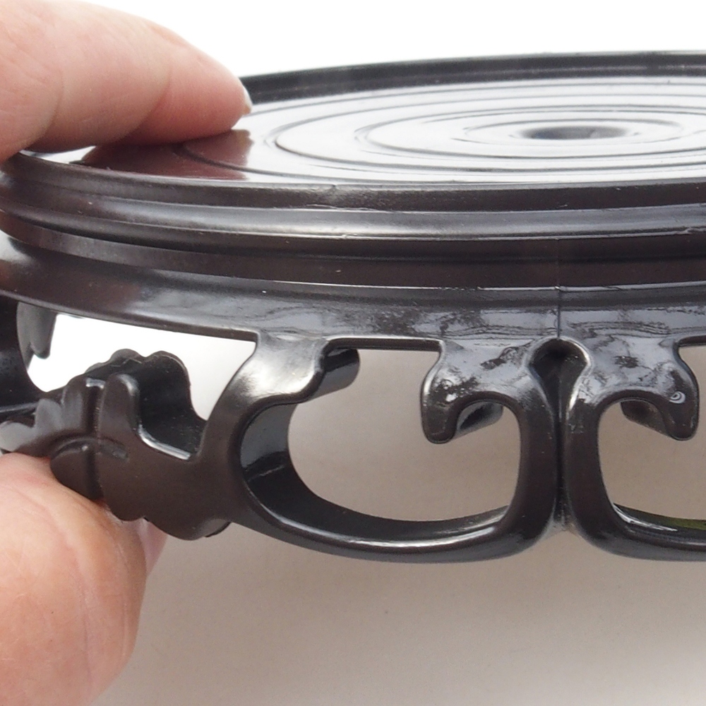 Mesa de plástico para bonsái redonda 14,5 x 14,5 x 4 cm, color negro