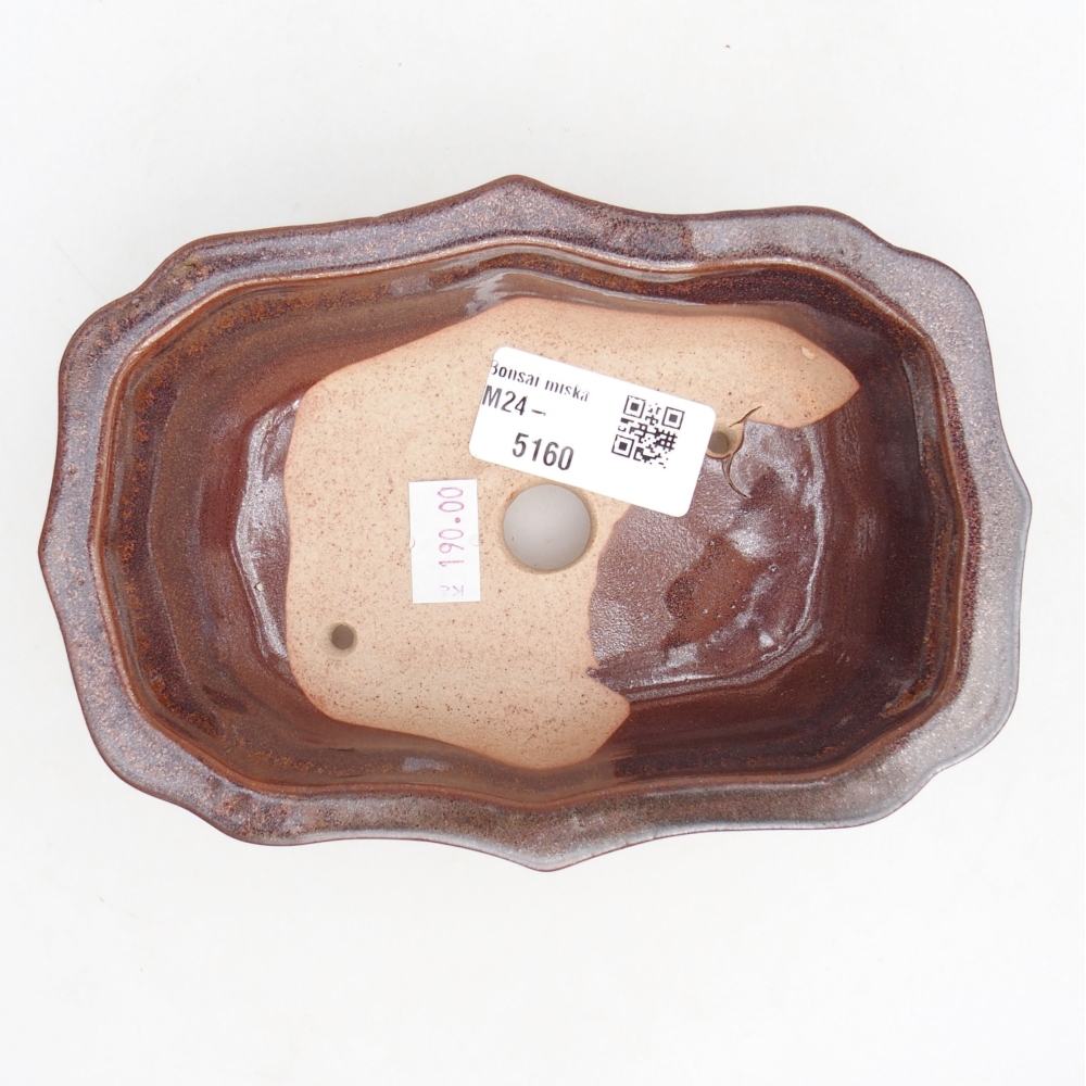 Cuenco bonsái de cerámica 15,5 x 11,5 x 4,5 cm, marrón