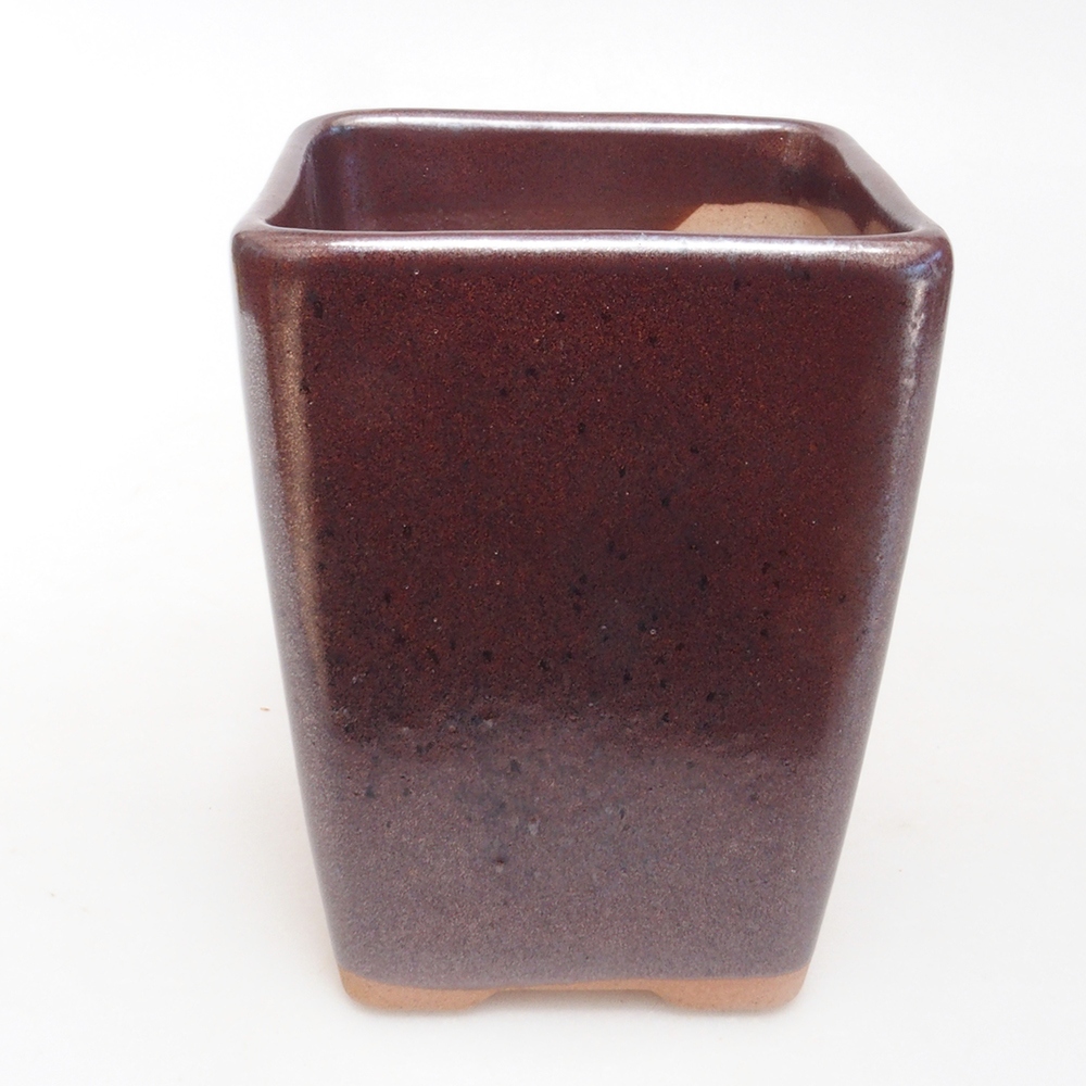 Cuenco bonsái de cerámica 8,5 x 8,5 x 11 cm, marrón