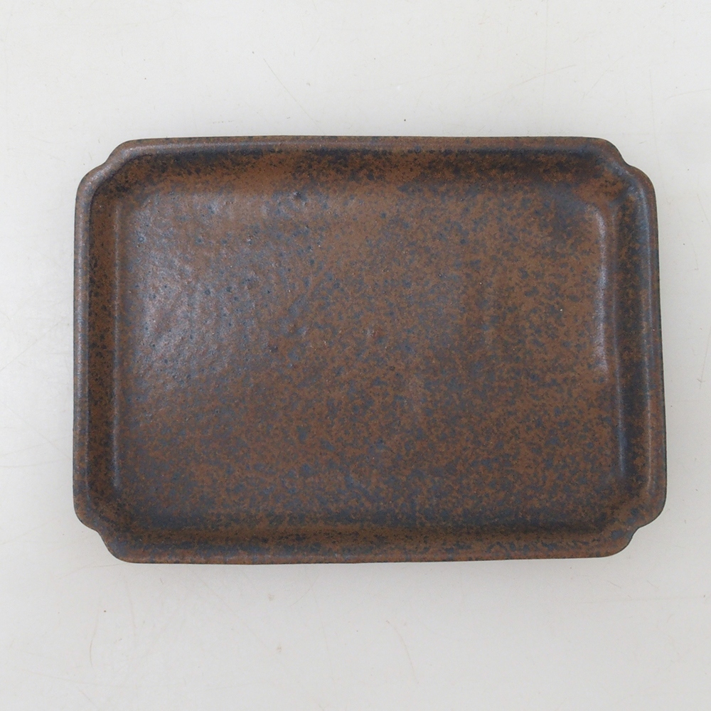 Bandeja rectangular para bonsáis D5-S - 11,5 x 8,5 x 1 cm - marrón