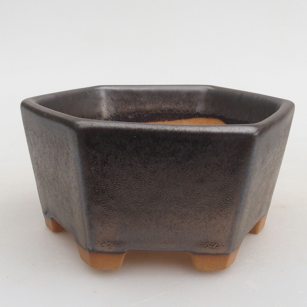 Cuenco bonsái de cerámica 9,5 x 9 x 4,5 cm, color metálico