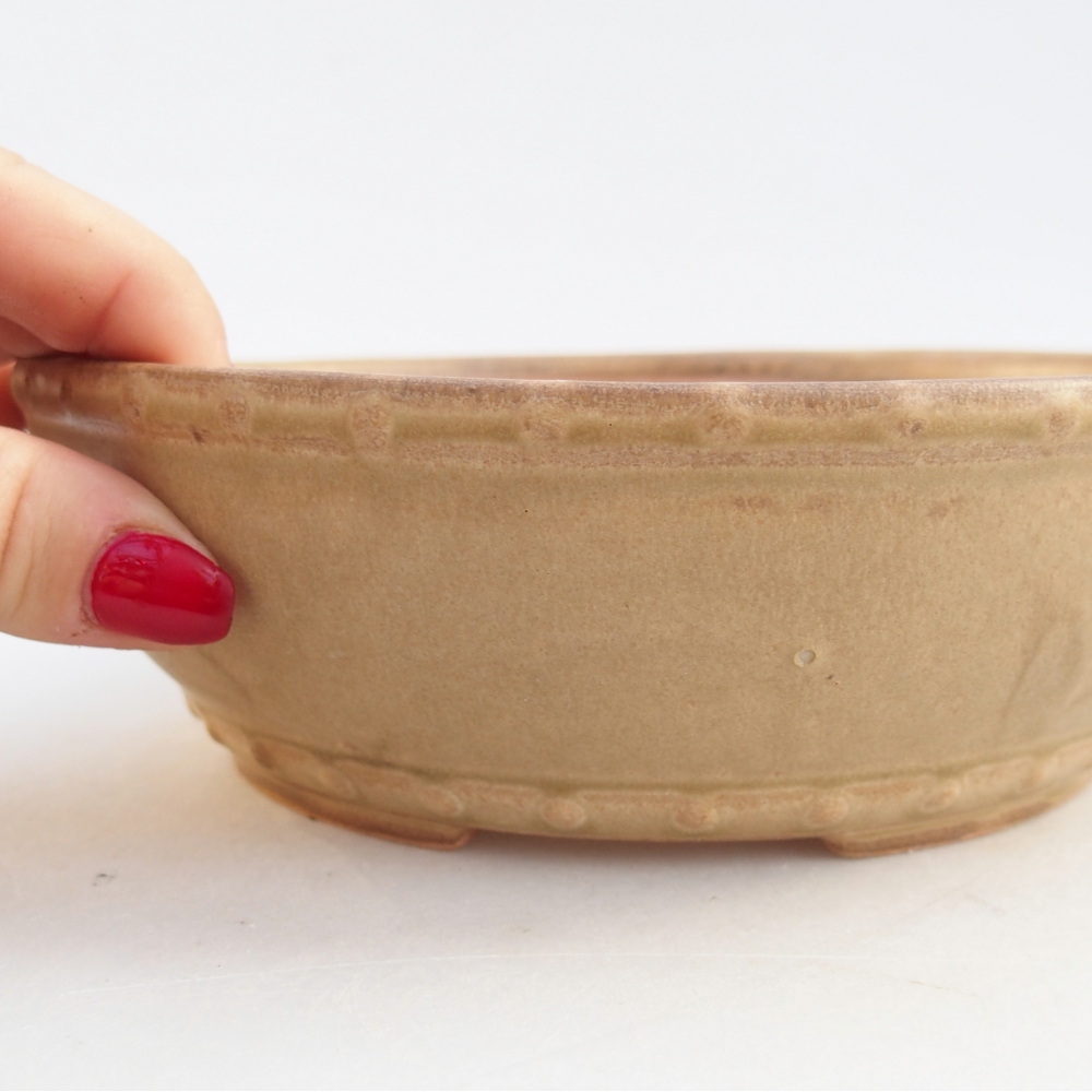 Cuenco bonsái de cerámica 18 x 18 x 5,5 cm, color beige