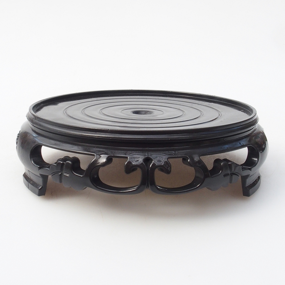 Mesa de plástico para bonsái redonda 14,5 x 14,5 x 4 cm, color negro
