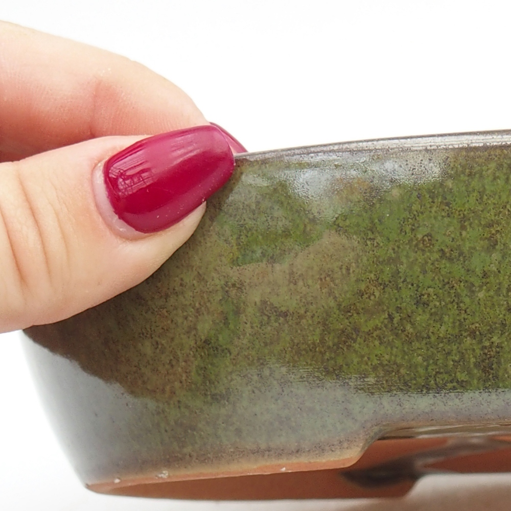 Cuenco bonsái de cerámica 17,5 x 14,5 x 4 cm, verde