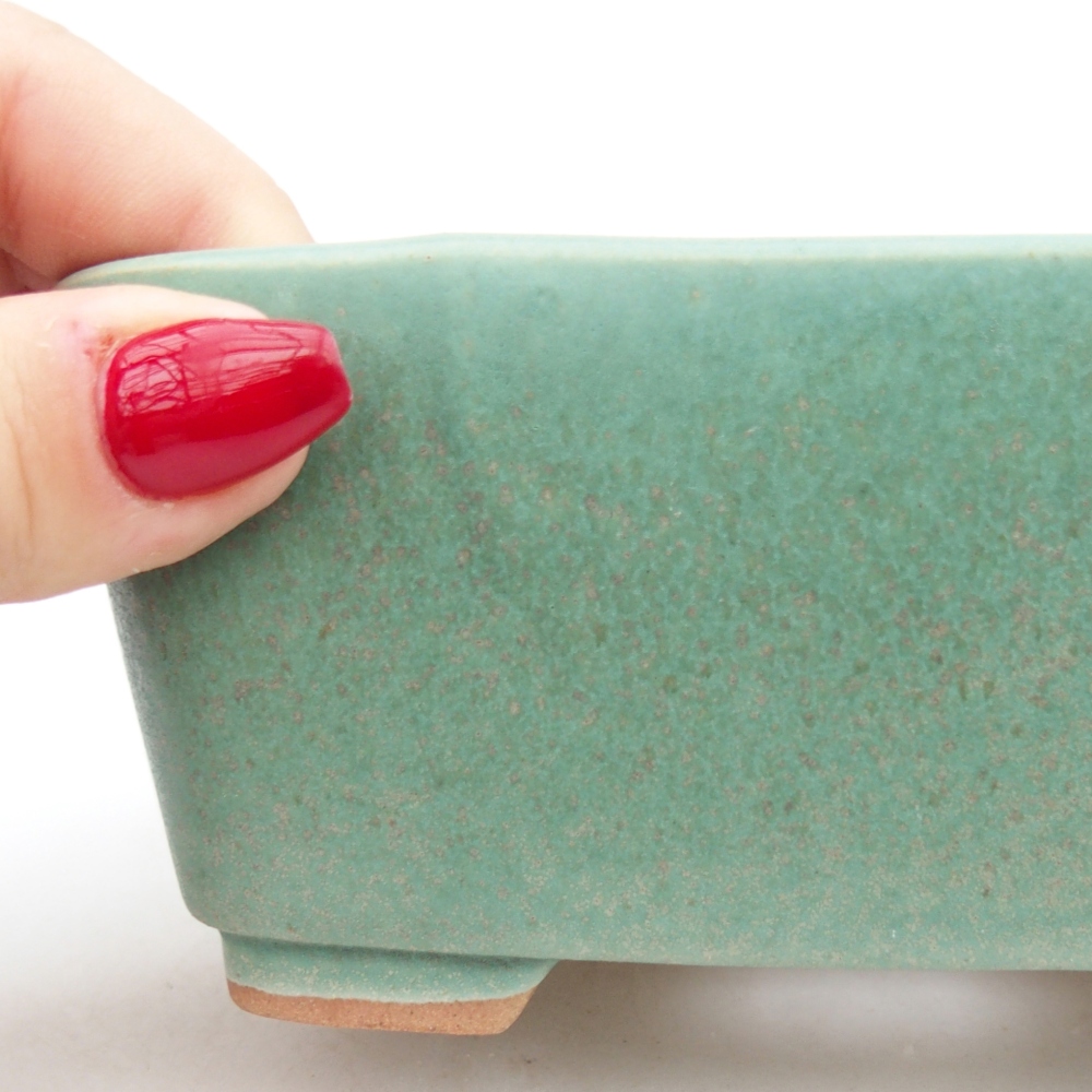 Cuenco bonsái de cerámica 13,5 x 10,5 x 6 cm, verde