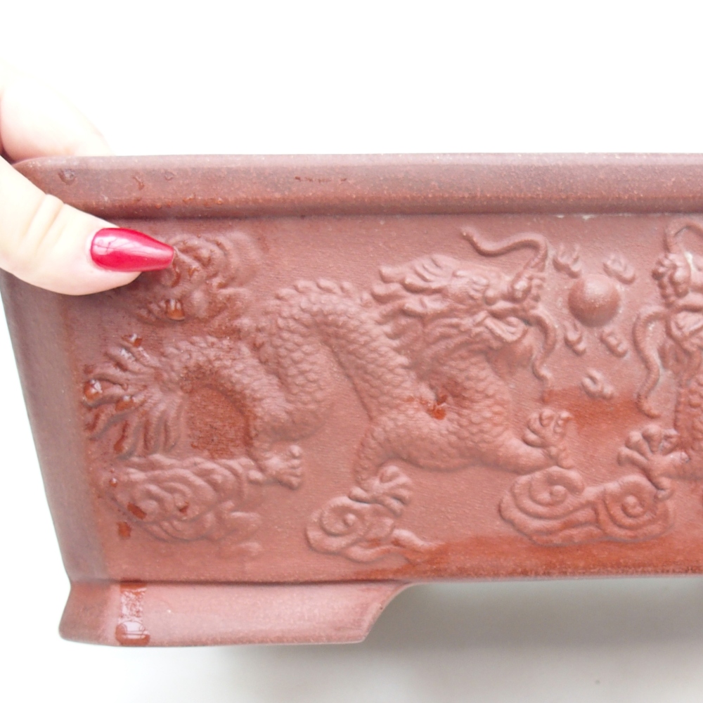 Cuenco bonsái de cerámica 32,5 x 22,5 x 11,5 cm, marrón