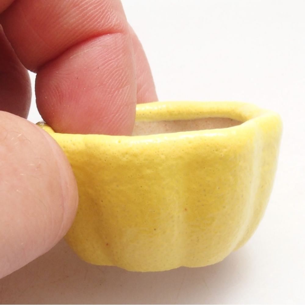 Cuenco bonsái de cerámica 3,5 x 3,5 x 2 cm, amarillo