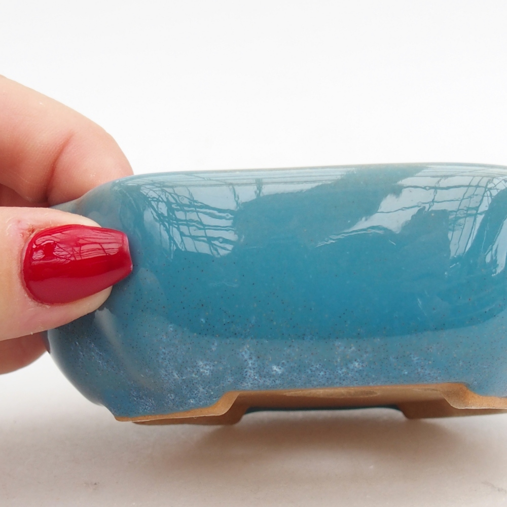 Cuenco bonsái de cerámica 10,5 x 9 x 3,5 cm, color azul