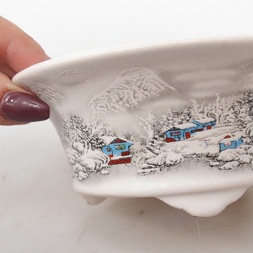 Cuenco bonsái de cerámica 13 x 13 x 6 cm, color blanco