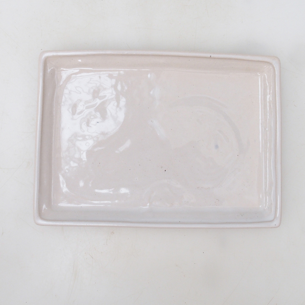 Platillo bonsái rectángulo 19,5 x 14 x 1,5 cm - blanco