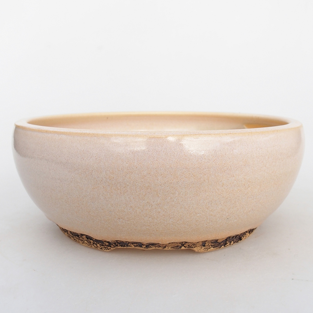Cuenco bonsái de cerámica 18,5 x 18,5 x 7,5 cm, color beige