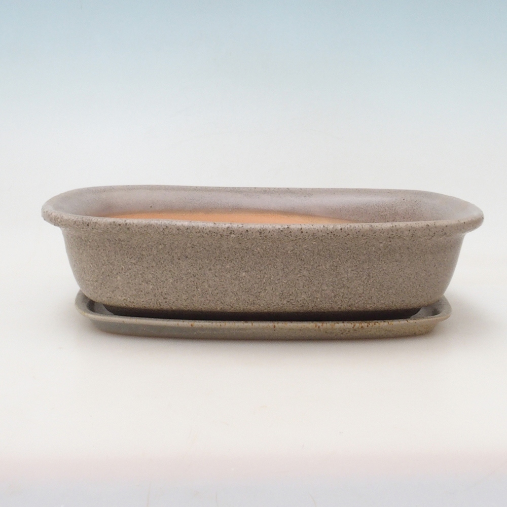 Cuenco bonsái + platillo H09 - 30 x 23 x 7,5 cm - beige