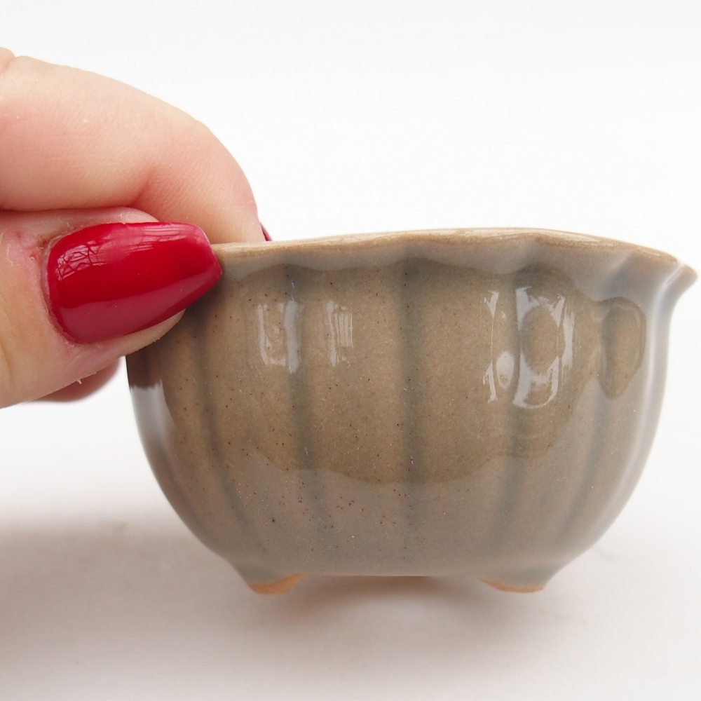 Cuenco bonsái de cerámica 7 x 8,5 x 3,5 cm, gris