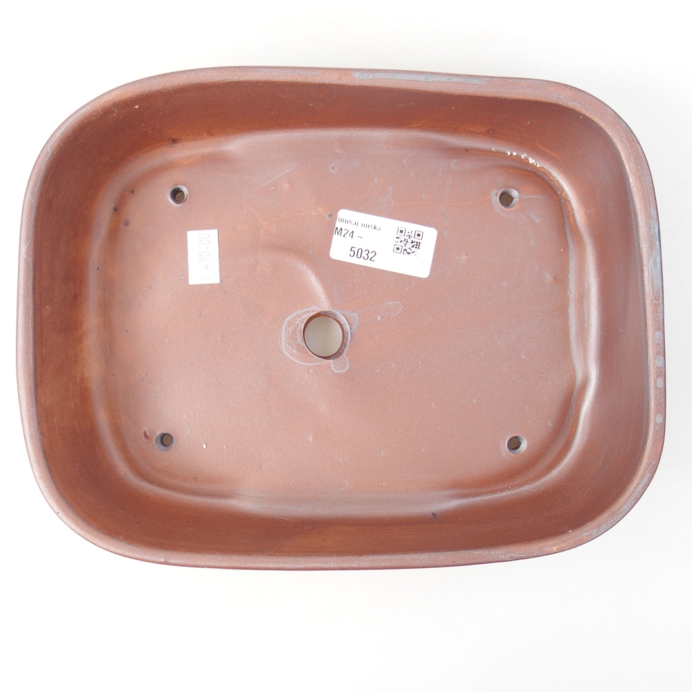 Cuenco bonsái de cerámica 23 x 18 x 5,5 cm, color metálico