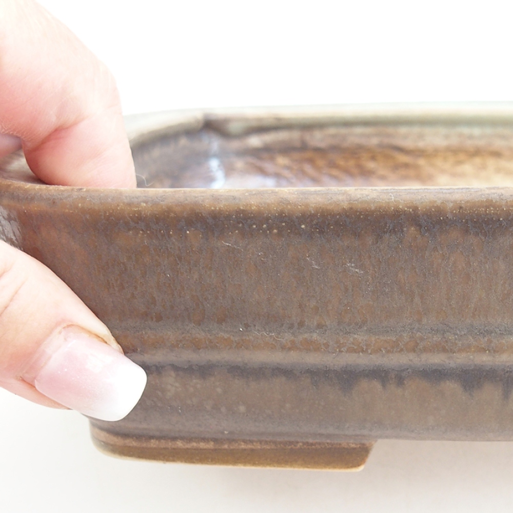 Cuenco bonsái de cerámica 21,5 x 17,5 x 5,5 cm, marrón