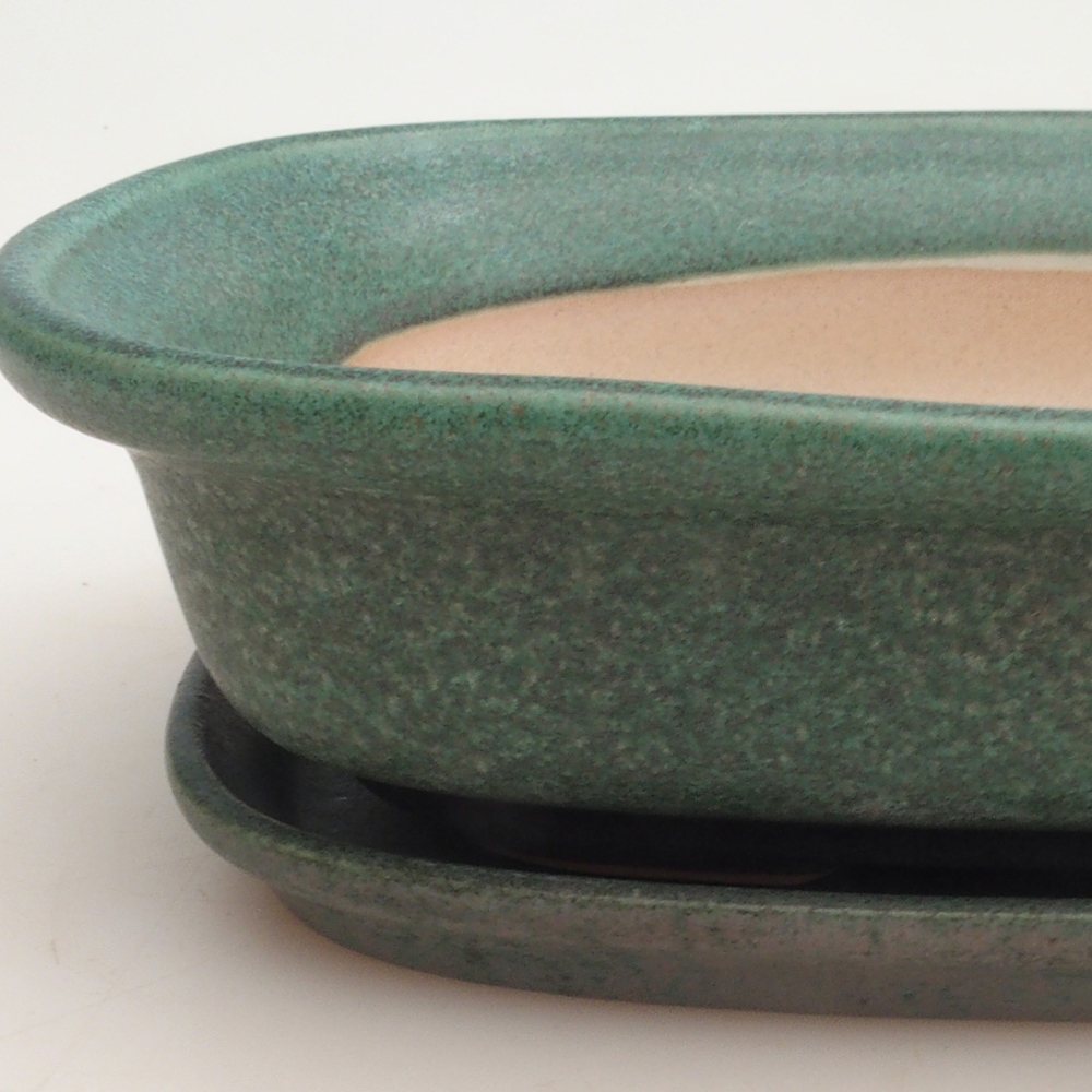 Cuenco bonsái + platillo H25 - 23 x 17 x 5,5 cm - verde