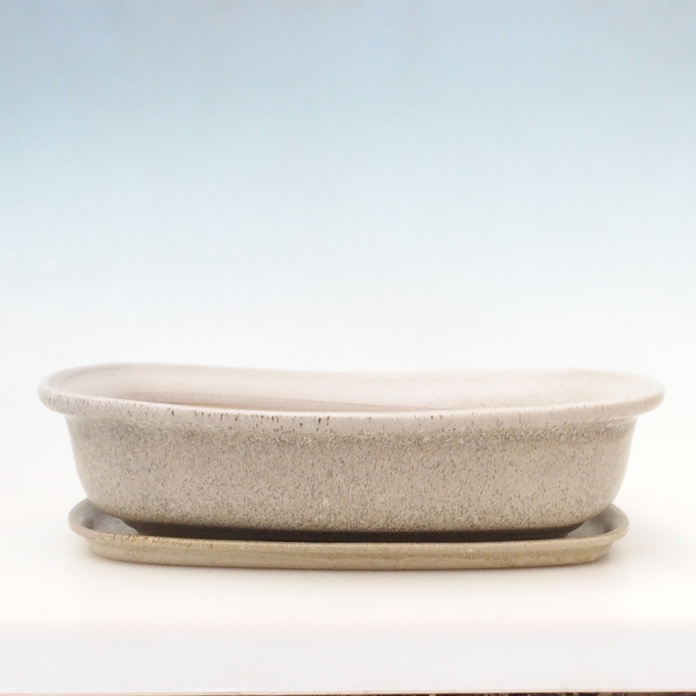 Cuenco bonsái + platillo H10 - 37 x 28 x 9 cm - beige