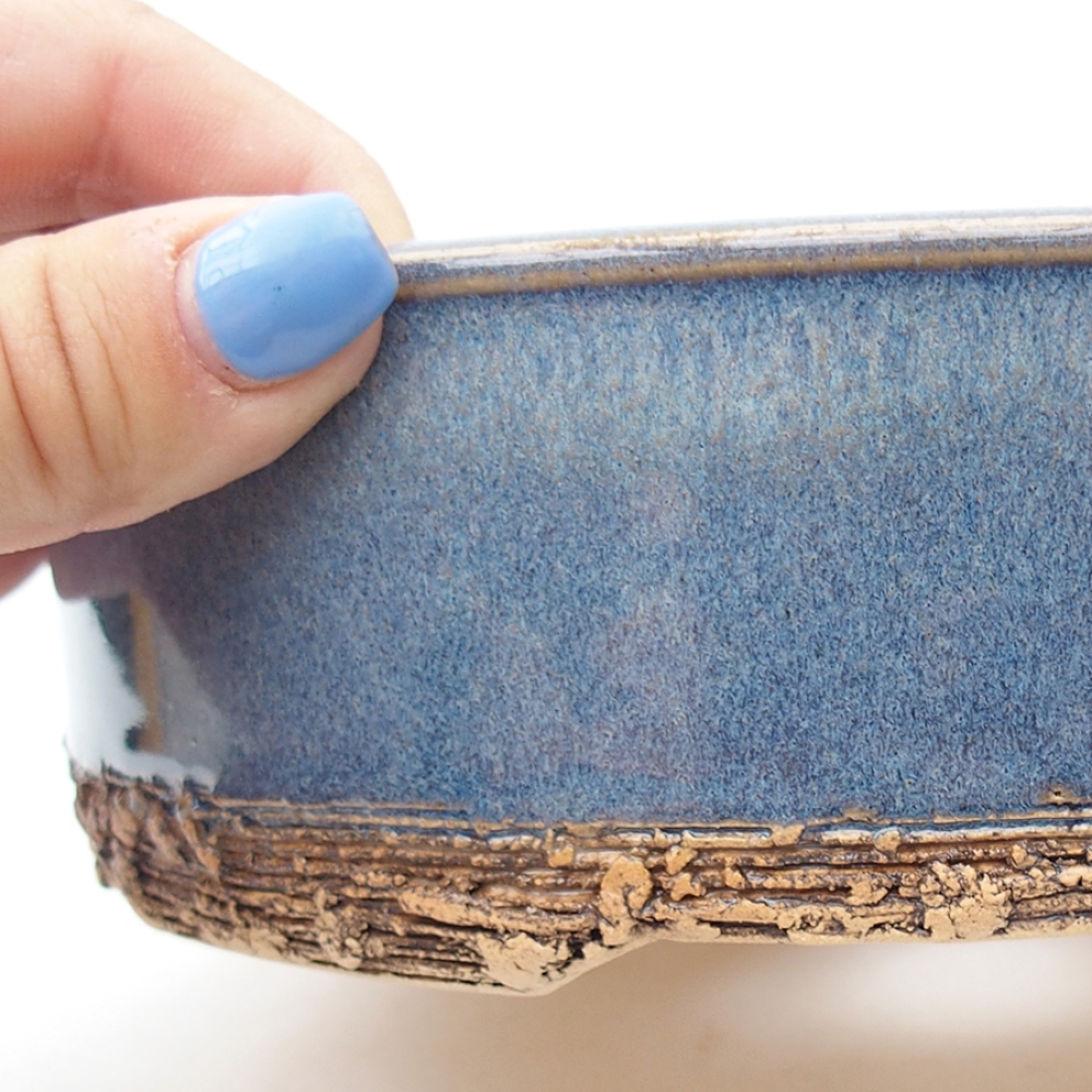 Cuenco bonsái de cerámica 18,5 x 18,5 x 5,5 cm, color azul