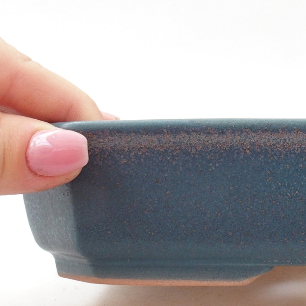 Cuenco bonsái de cerámica 19 x 13,5 x 4 cm, color azul