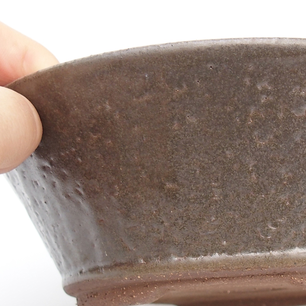 Cuenco bonsái de cerámica 17,5 x 17,5 x 6 cm, color metálico