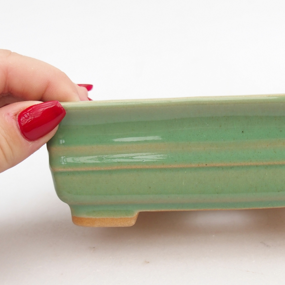 Cuenco bonsái de cerámica 13,5 x 10 x 4,5 cm, verde