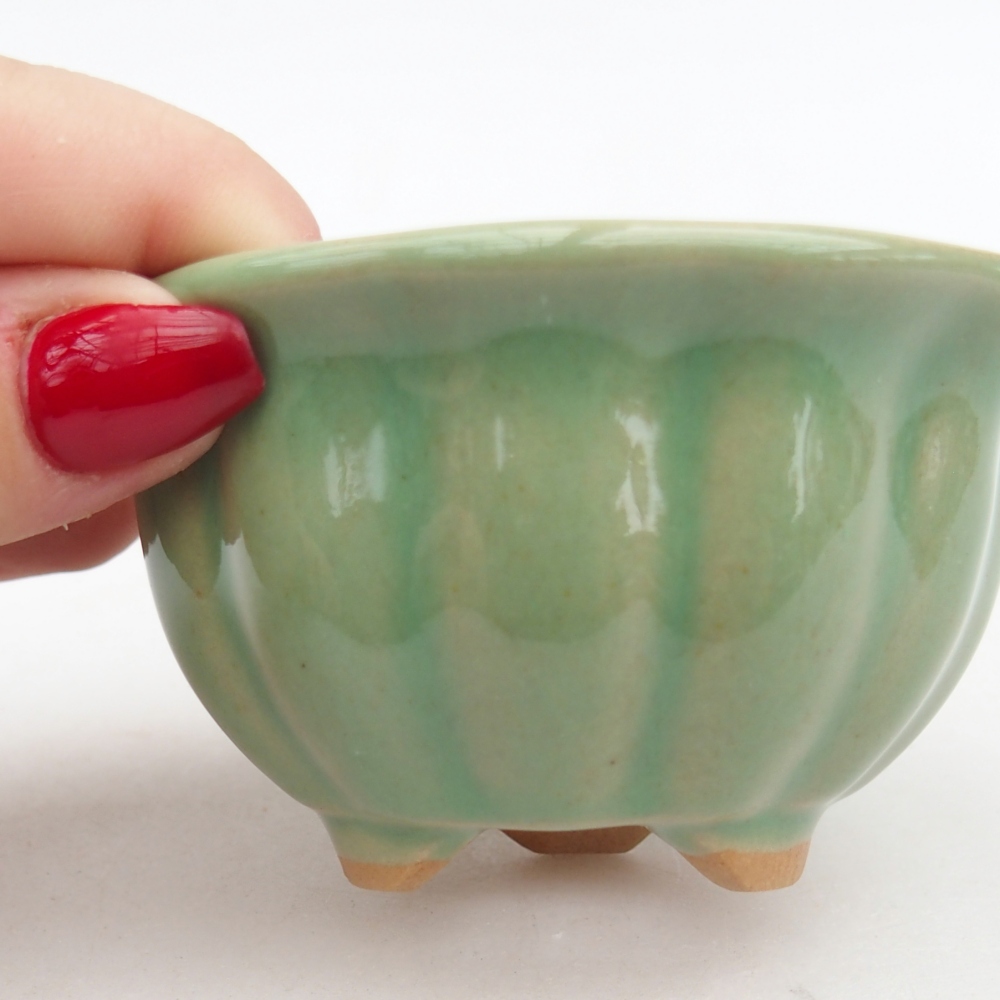 Cuenco bonsái de cerámica 8,5 x 8,5 x 4,5 cm, verde