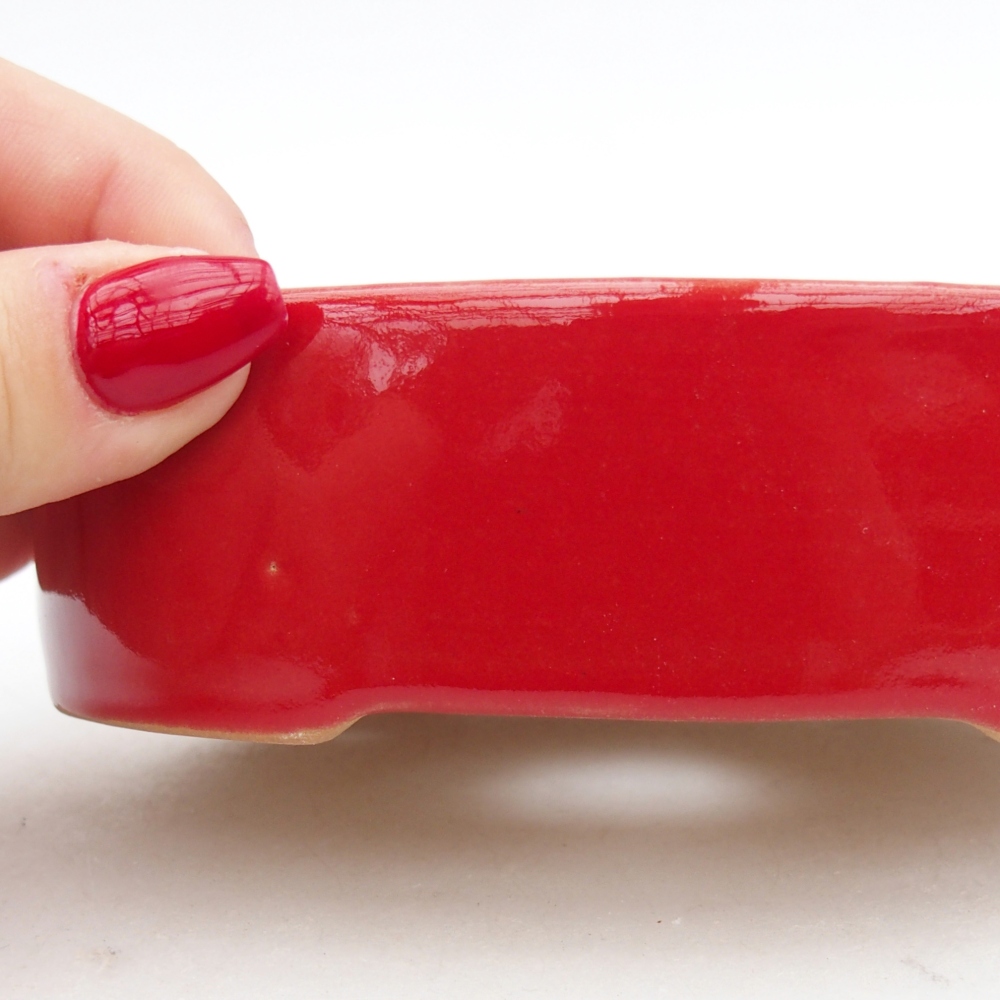 Cuenco bonsái de cerámica 12,5 x 10 x 3,5 cm, color rojo