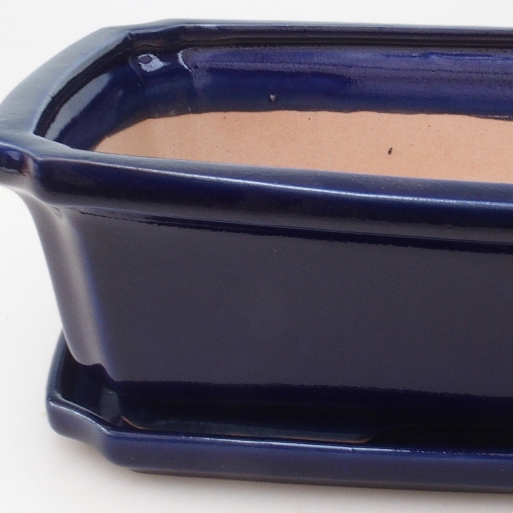 Cuenco bonsái + platillo H07 - 30 x 20,5 x 8 cm - azul