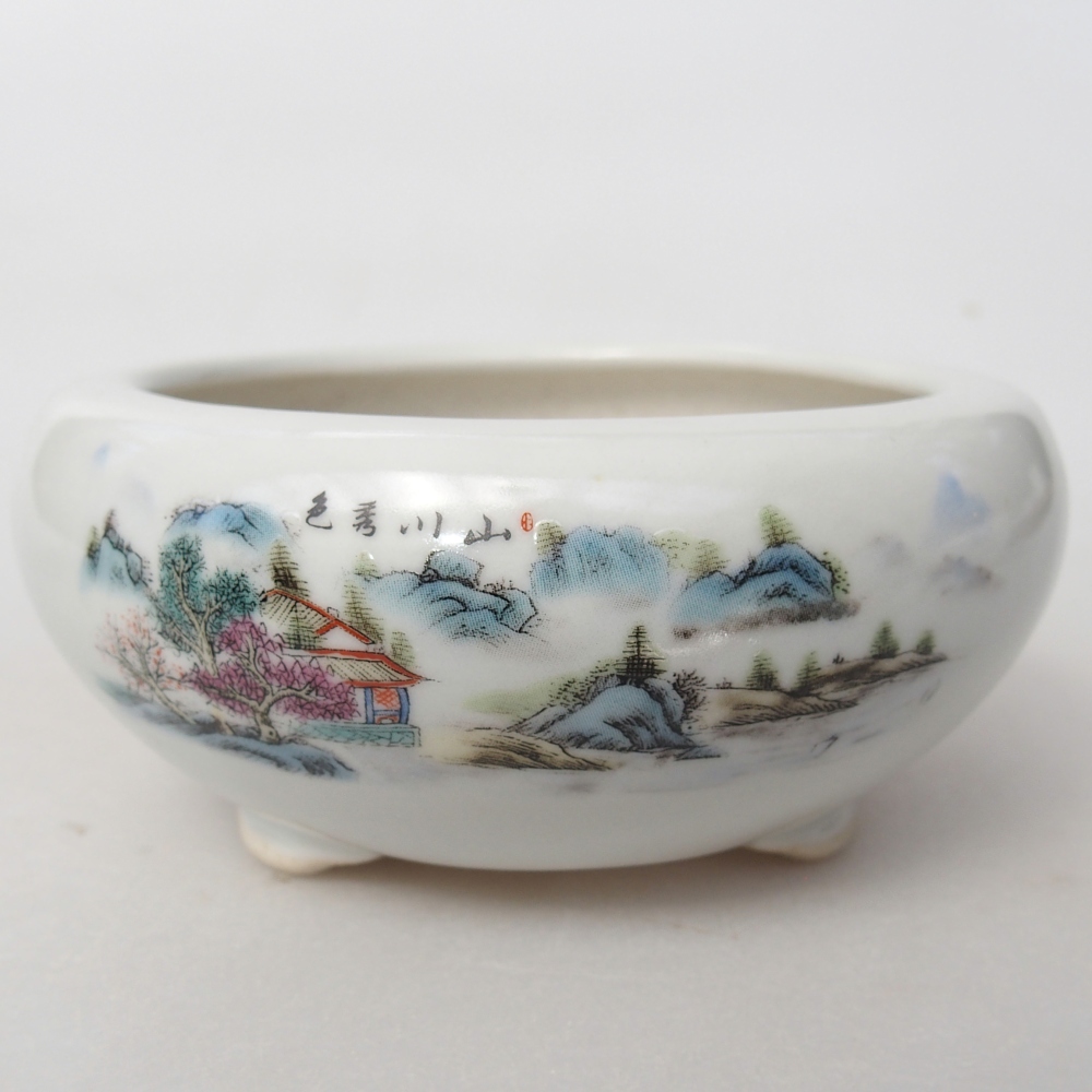 Cuenco bonsái de cerámica 10 x 10 x 5 cm, color blanco