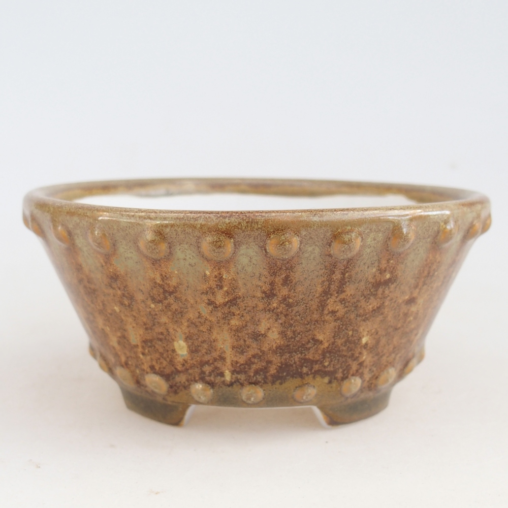 Cuenco bonsái de cerámica 10,5 x 10,5 x 5 cm, marrón