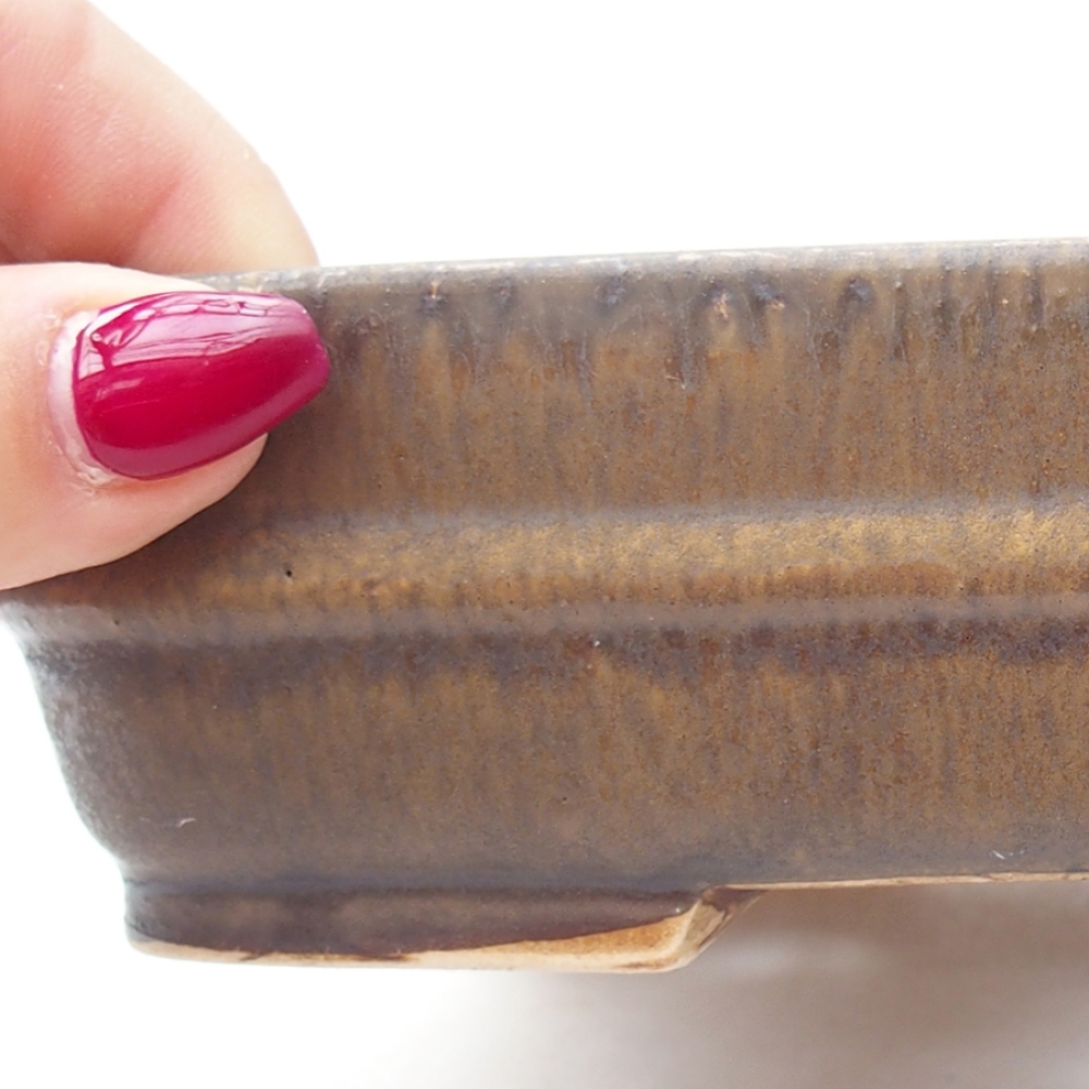 Cuenco bonsái de cerámica 17,5 x 14 x 4,5 cm, marrón