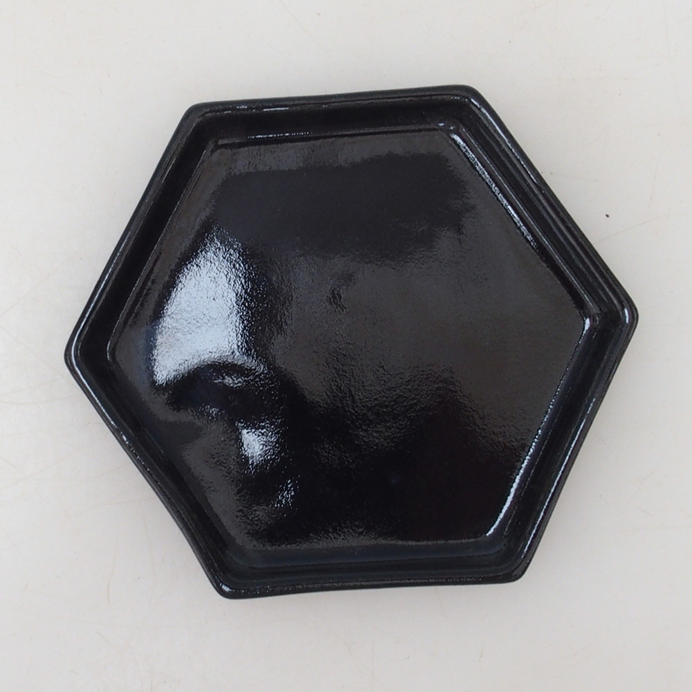 Platillo hexagonal bonsái D3 - 11 x 9,5 x 1 cm - negro