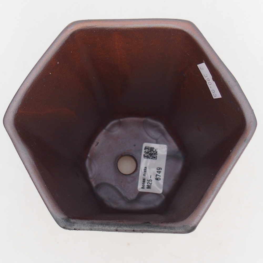 Cuenco bonsái de cerámica 12,5 x 11,5 x 16,5 cm, color metálico