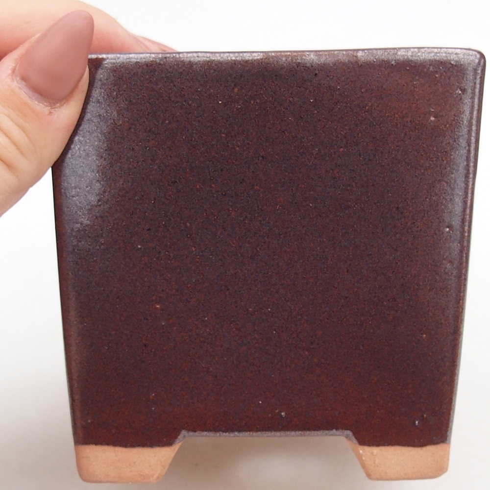 Cuenco bonsái de cerámica 9 x 9 x 8,5 cm, color burdeos