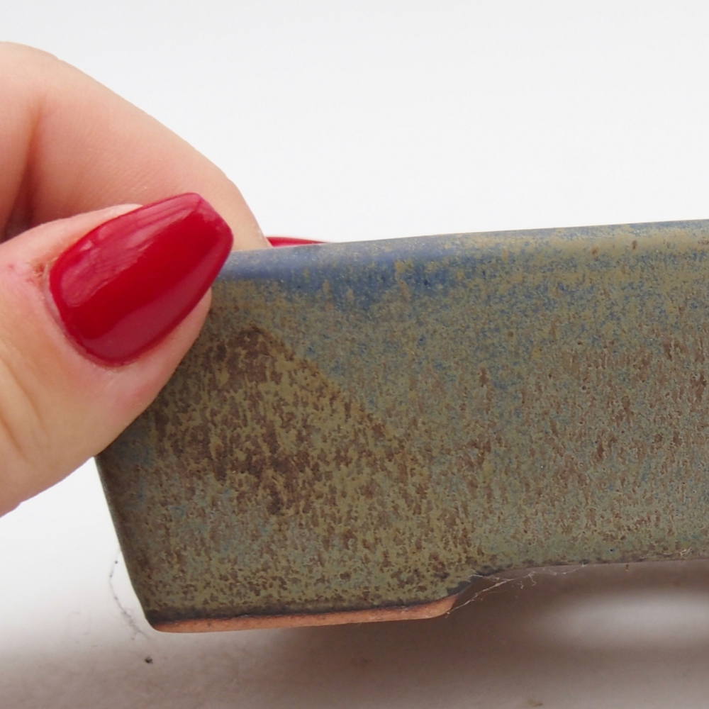 Cuenco bonsái de cerámica 11,5 x 9,5 x 6 cm, color azul