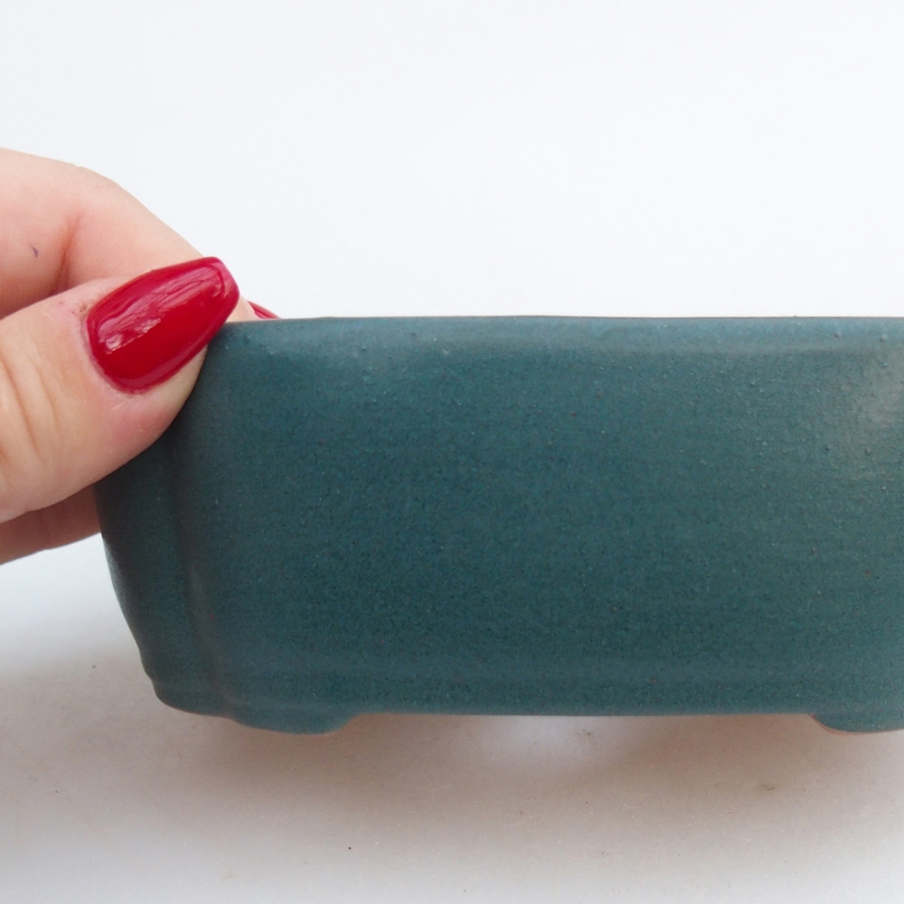 Cuenco bonsái de cerámica 12,5 x 9,5 x 4,5 cm, color azul