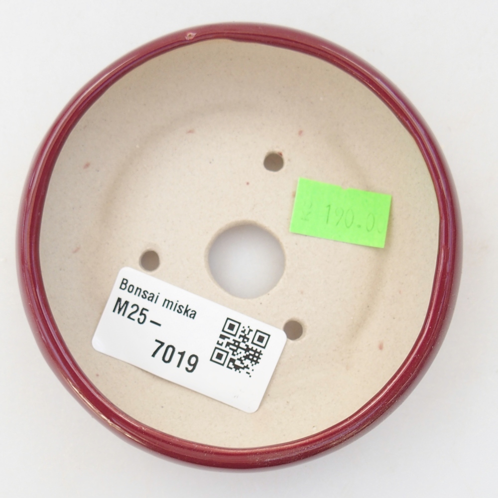 Cuenco bonsái de cerámica 9 x 9 x 2,5 cm, color burdeos