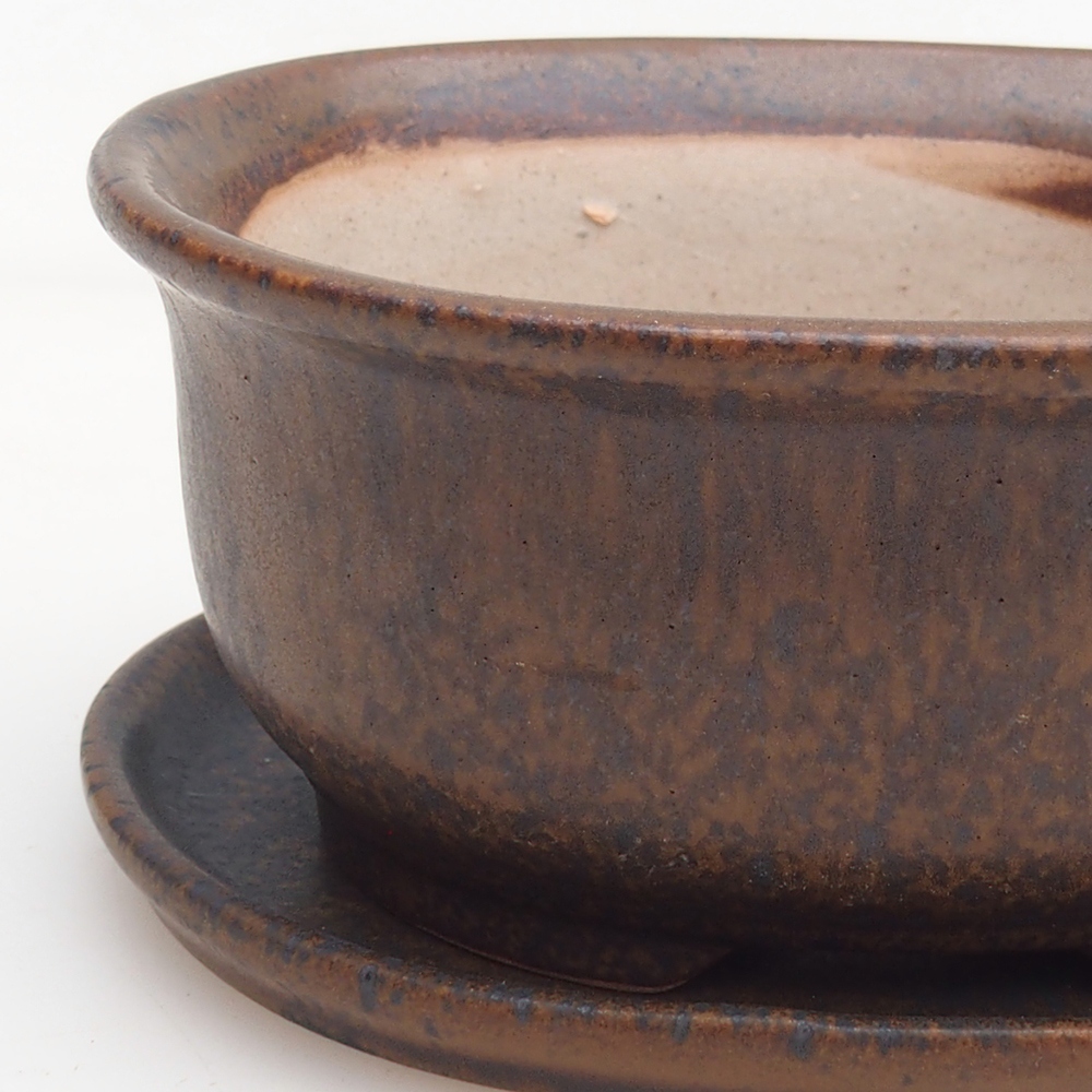 Cuenco bonsái + platillo H11 - 11,5 x 10 x 4 cm - verde