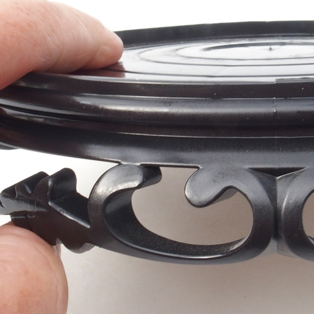 Mesa de plástico para bonsái redonda 17,5 x 17,5 x 4 cm, color negro