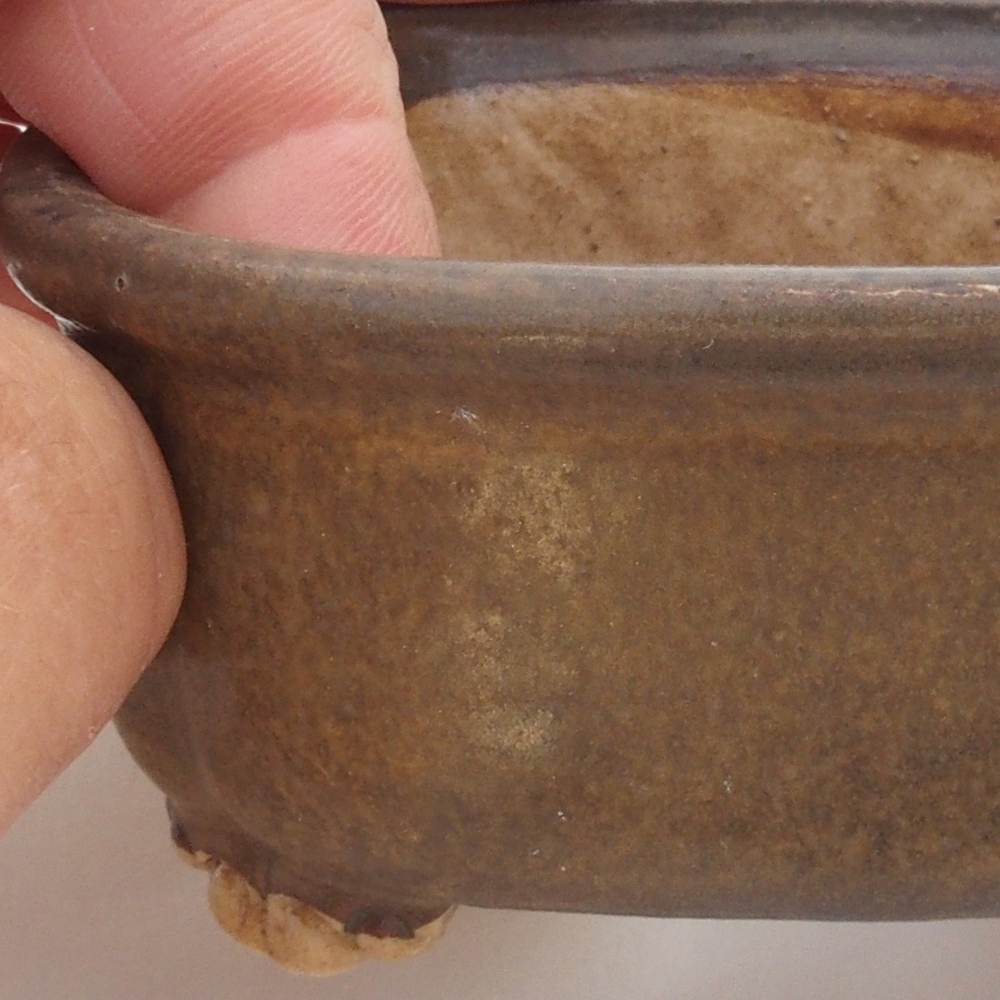 Cuenco bonsái de cerámica 10 x 8,5 x 4 cm, marrón