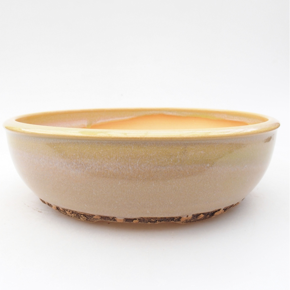 Cuenco bonsái de cerámica 19,5 x 19,5 x 6 cm, color beige