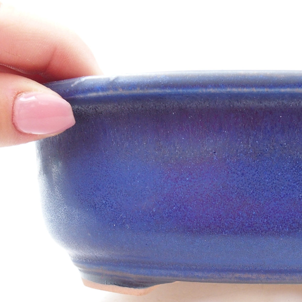 Cuenco bonsái de cerámica 18 x 14,5 x 6 cm, color azul