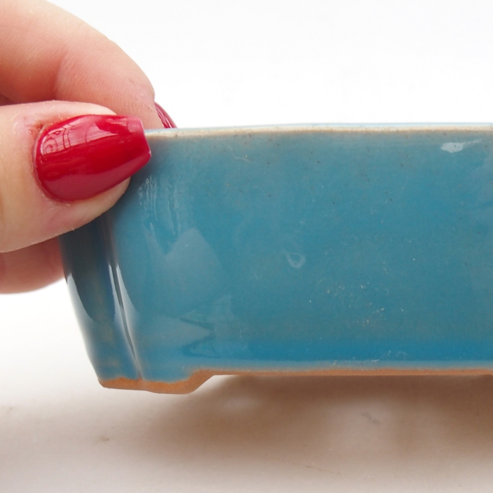 Cuenco bonsái de cerámica 10,5 x 8 x 3,5 cm, color azul