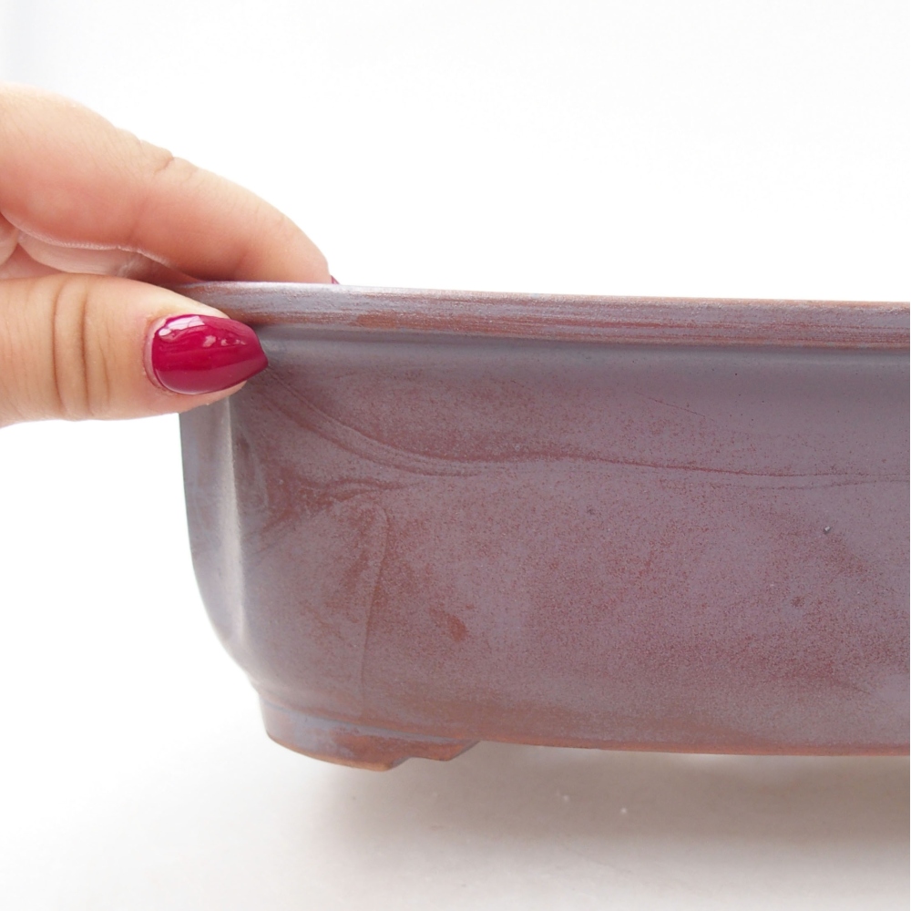 Cuenco bonsái de cerámica 24,5 x 21 x 7 cm, color metálico